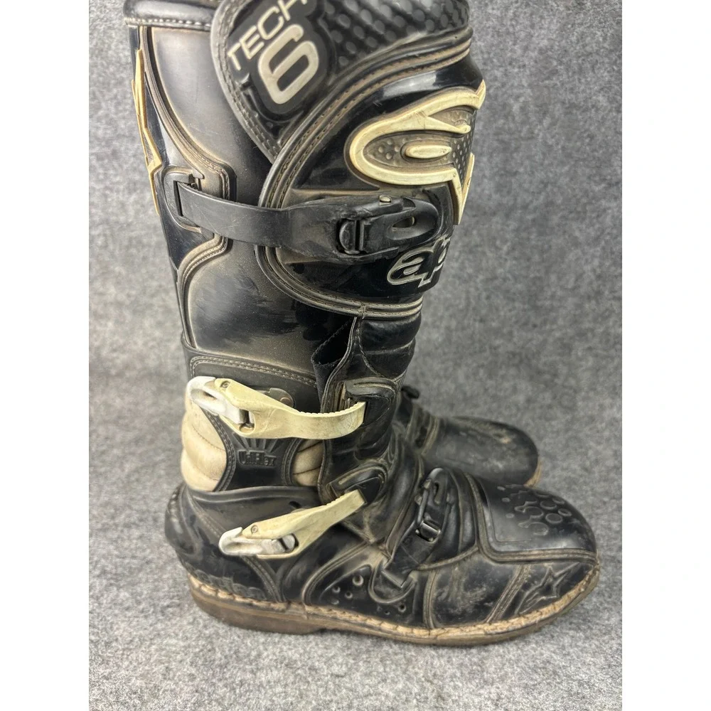 Alpinestars Tech 6 Motocross Boots Mens Size 10 Black Off-Road Dirt Bike Riding